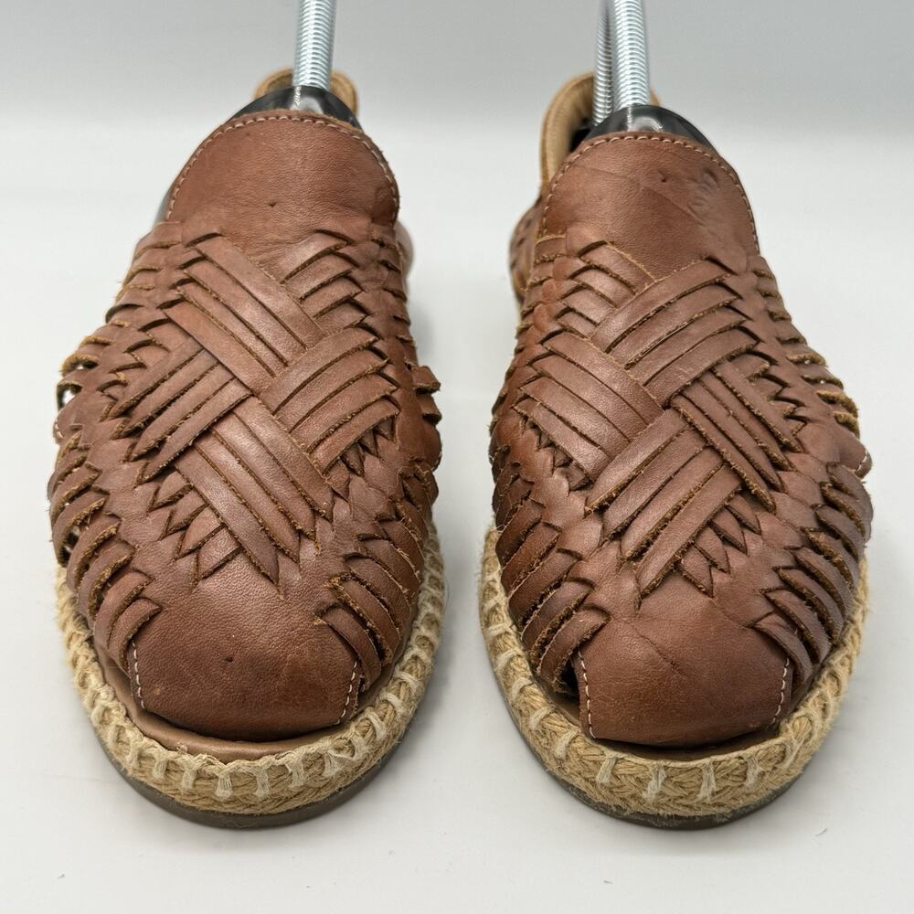 Stephy Tobacco Brown Leather Huaraches Shoes 9 US 26 MEX Woven Fisherman Boho